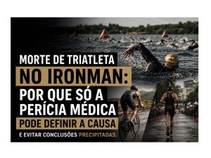 Triatleta durante prova de natação no Ironman, representando riscos em esportes de alta resistência
