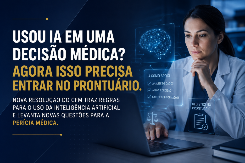 IA na Medicina: médica utilizando Inteligência Artificial como apoio à decisão médica e registro no prontuário.
